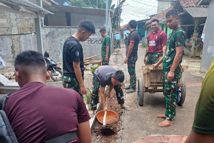 Selain Persiapan Pengecoran Jalan dan Bangun Drainase, TMMD Ke-124 Kodim 0508/Depok Renovasi 3 Unit RTLH
