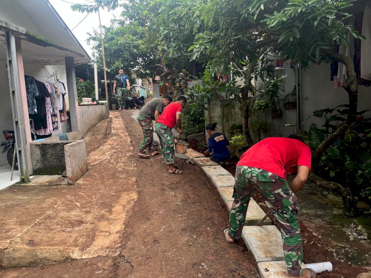 Betonisasi Jalan, Penataan Drainase dan RTLH di TMMD Ke-124 Kodim 0508/Depok Dukung Kemajuan Wilayah