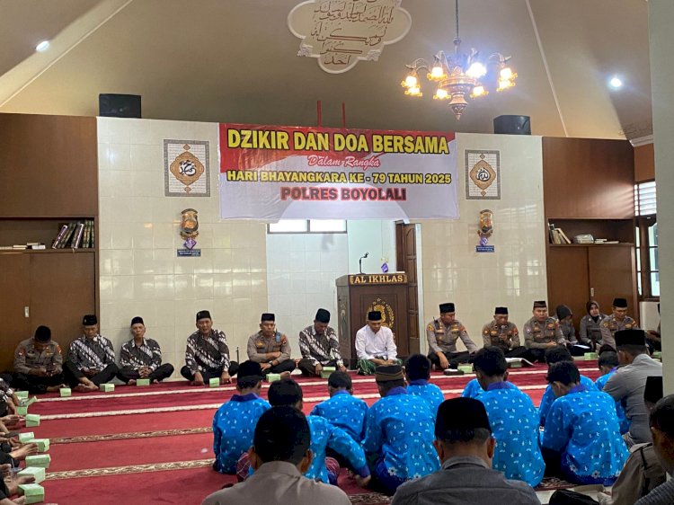 Dzikir dan Doa Bersama Mempererat Semangat Bhayangkara ke-79 di Polres Boyolali