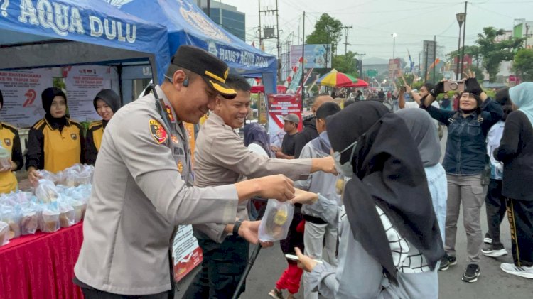 Polres Boyolali Gelar Pelayanan Kepolisian dan Baksos di CFD Dalam Rangka Hari Bhayangkara Ke - 79