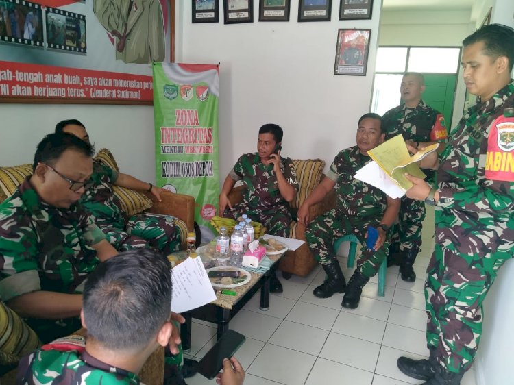 Tim Penilai Lomba Binsat Korem 051/Wkt Sambangi Koramil 03/Sukmajaya